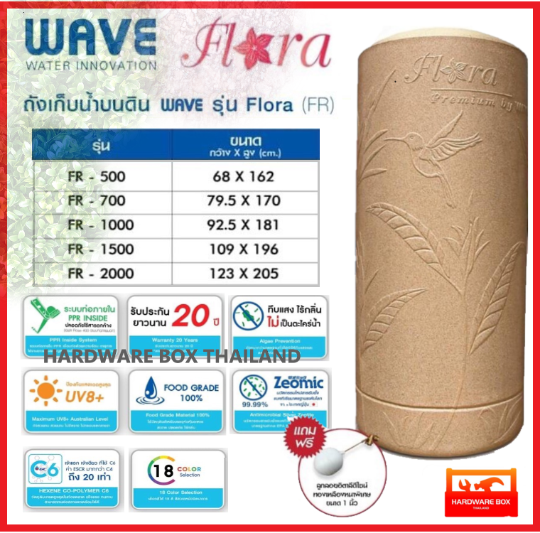 WAVE ถังเก็บน้ำบนดินยับยั้งเชื้อแบคทีเรีย รุ่น FLORA (ฟลอร่า)